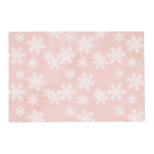 Dreamy Pink Snowflake Pattern Holiday Christmas  Placemat