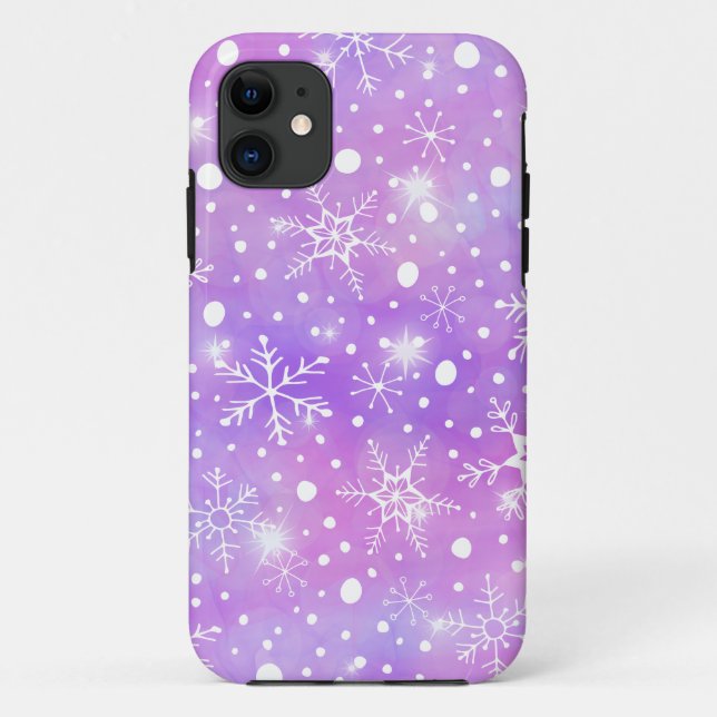 Dreamy Pink Snowflakes and Stars Christmas Case-Mate iPhone Case (Back)