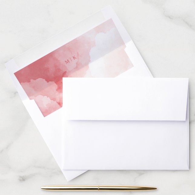 Dreamy Pink Watercolor Clouds Envelope Liner (Desk)