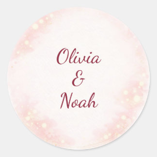 Dreamy Pink Watercolor Floral Wedding Favor Classic Round Sticker