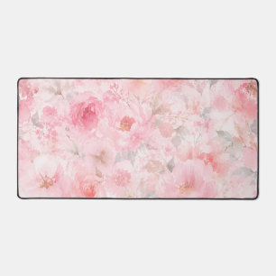 Dreamy Pink Watercolor Garden Desk Mat