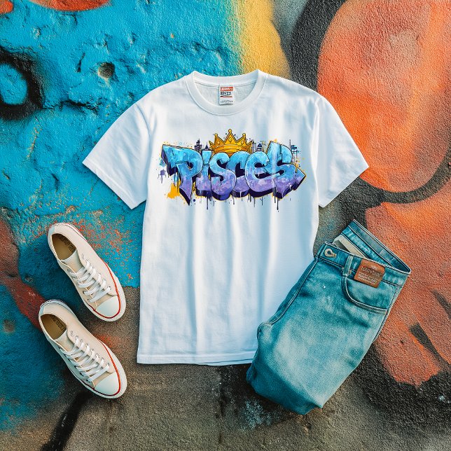 Dreamy Pisces Zodiac Graffiti Airbrush with Crown Tri-Blend Shirt (PISCES ZODIAC SIGN)