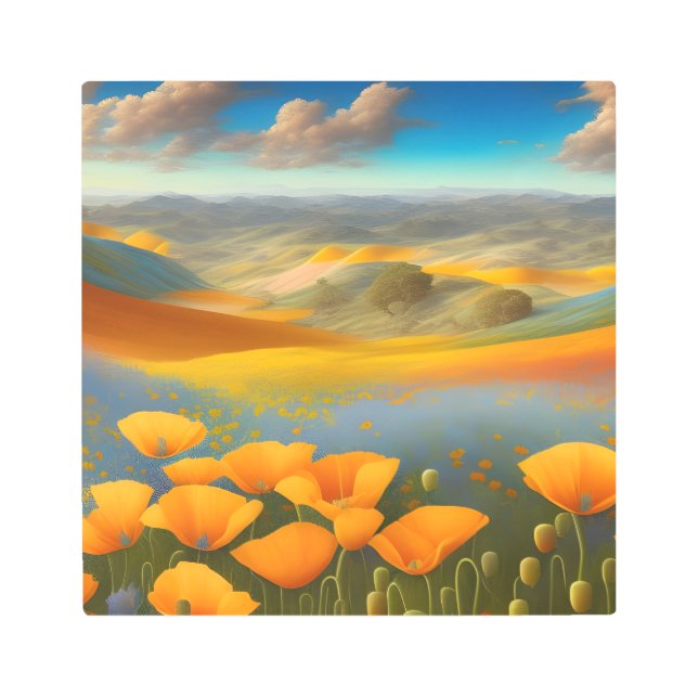 Dreamy Poppies Metal Wall Art (Front)