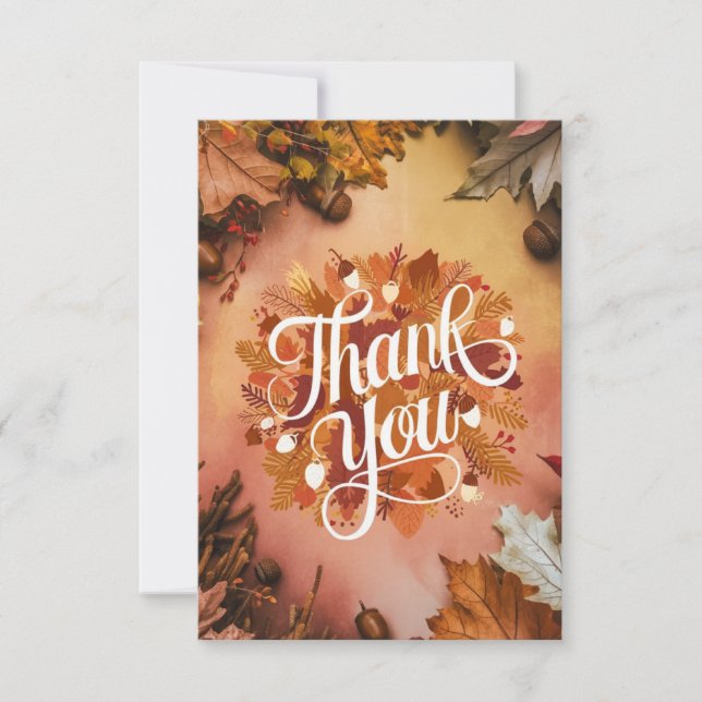 Dreamy Pretty Autumn Fall Thank You Card (Front)