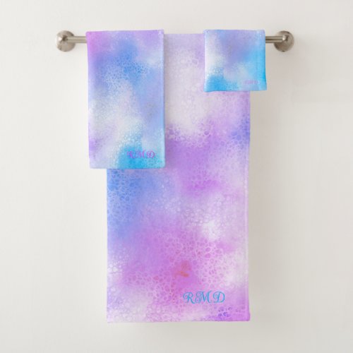 Dreamy Pretty Bubbles BluePinkPurple Hue  Bath Towel Set