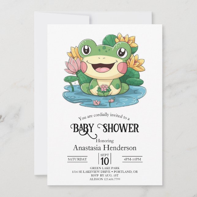 Dreamy Pretty Frog Baby Shower Invitation (Front)