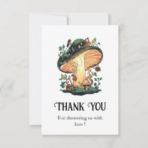 Dreamy Pretty Mushroom Baby Shower Thank You Card