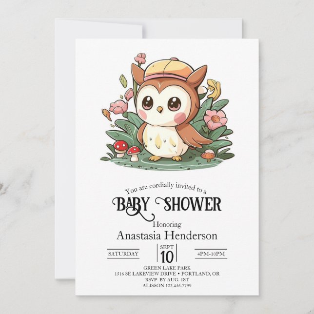 Dreamy Pretty Owl Baby Shower Invitation (Front)