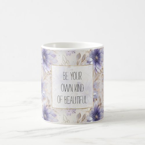 Dreamy Purple Blue Mist Gold Pearl Floral Coffee Mug