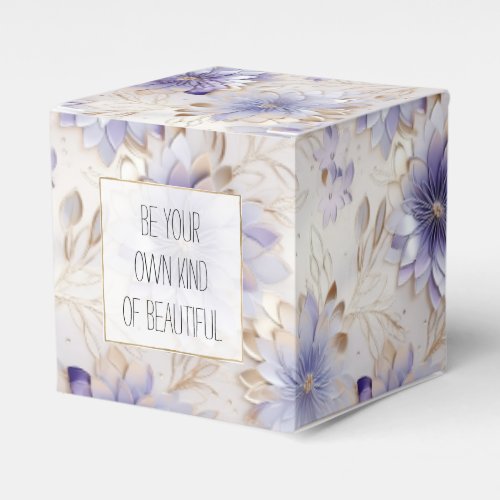 Dreamy Purple Blue Mist Gold Pearl Floral Favor Boxes
