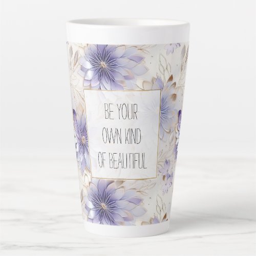 Dreamy Purple Blue Mist Gold Pearl Floral Latte Mug