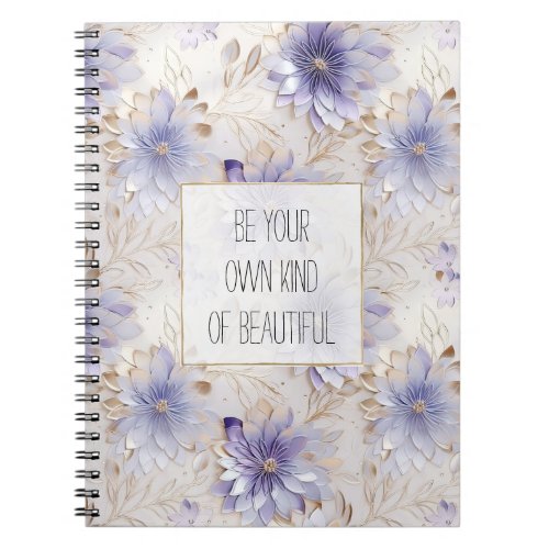 Dreamy Purple Blue Mist Gold Pearl Floral Notebook