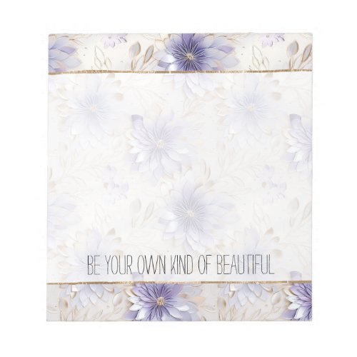 Dreamy Purple Blue Mist Gold Pearl Floral Notepad