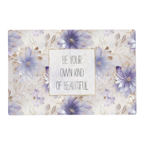 Dreamy Purple Blue Mist Gold Pearl Floral Placemat