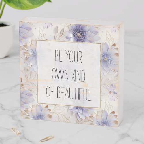 Dreamy Purple Blue Mist Gold Pearl Floral Wooden Box Sign