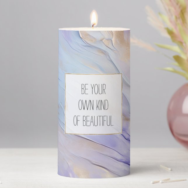 Dreamy Purple Blue Mist Gold Pearl  Pillar Candle (In Situ)