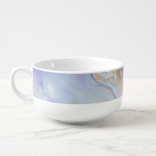 Dreamy Purple Blue Mist Gold Pearl  Soup Mug
