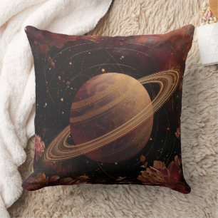 Dreamy Purple Cosmos Crystal Planet Throw Pillow