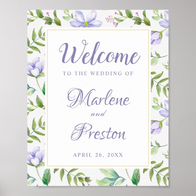 Dreamy Purple Floral Garden Spring  Wedding Sign
