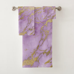 DREAMY PURPLE GOLD MARBLE BATHROOM TOWEL SET