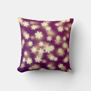 Dreamy Purple Snowflake Bokeh Lights Throw Pillow