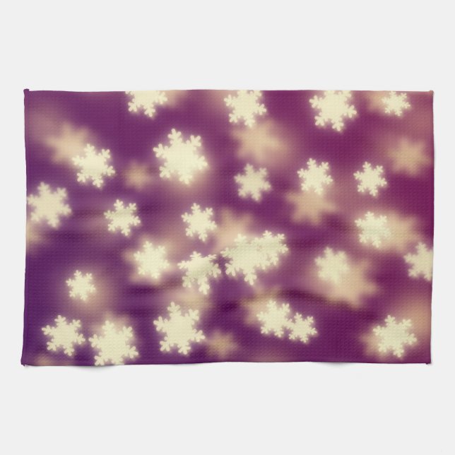 Dreamy Purple Snowflake Bokeh Lights Towel (Horizontal)