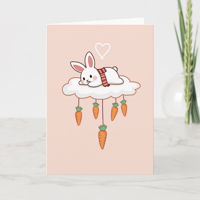 Dreamy Rabbit Carrot Cloud Card (Front)