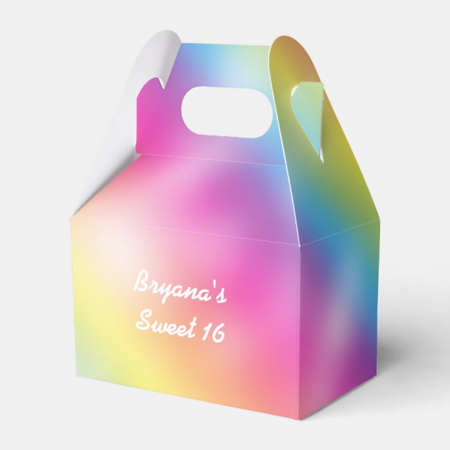 Dreamy Rainbow Birthday Party Favor Boxes (Front Side)