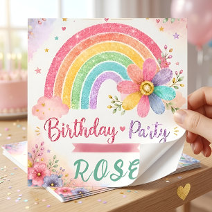 Dreamy Rainbow Birthday Square Sticker