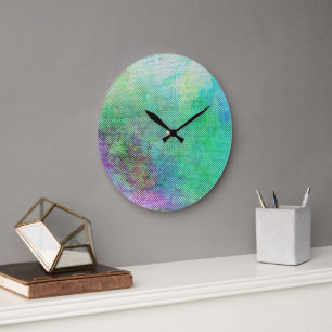 Dreamy Rainbow Gradient Abstract Design 1270 Large Clock