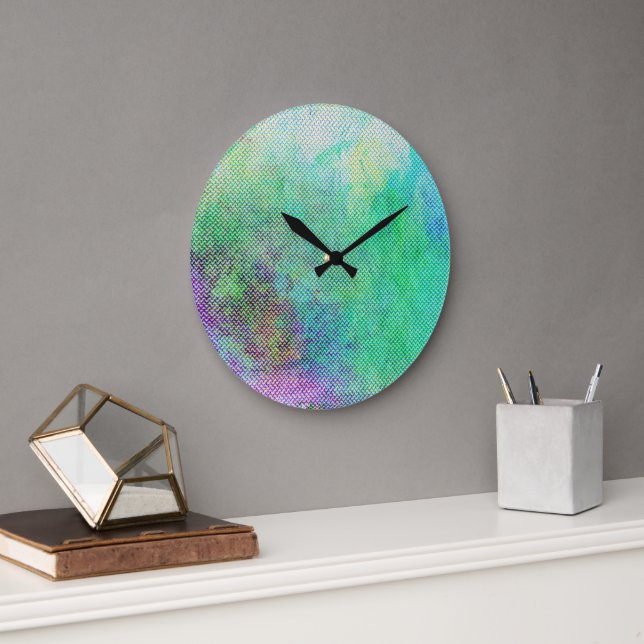 Dreamy Rainbow Gradient Abstract Design 1270 Large Clock (Office)