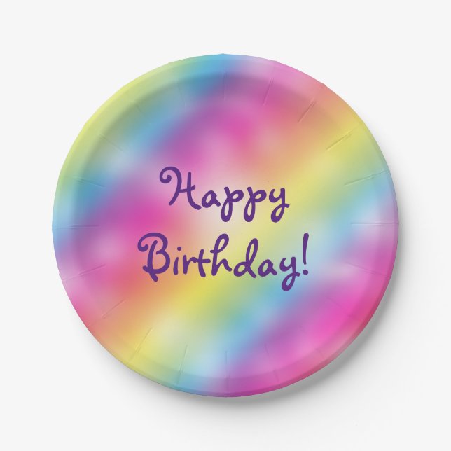 Dreamy Rainbow Ice Cream Birthday Party Plates (Front)