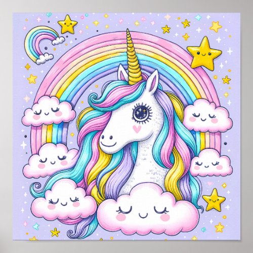 Dreamy Rainbow Unicorn â A Magical Nursery Poster