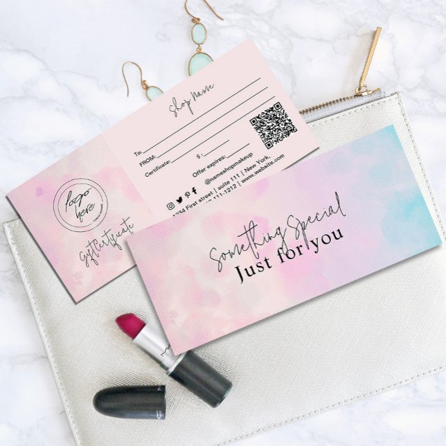 Dreamy Rainbow Unicorn watercolor Gift Card (Whimsical and dreamy flyer in pastel colors of purple pinkish yellow and turquoise #voucher)