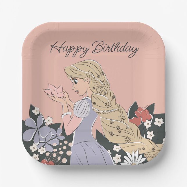 Dreamy Rapunzel in Bloom Paper Plates (Front)