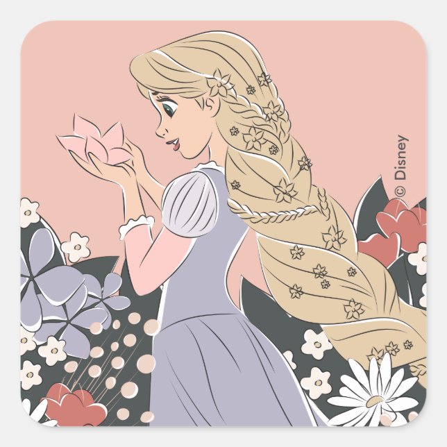 Dreamy Rapunzel in Bloom Square Sticker (Front)