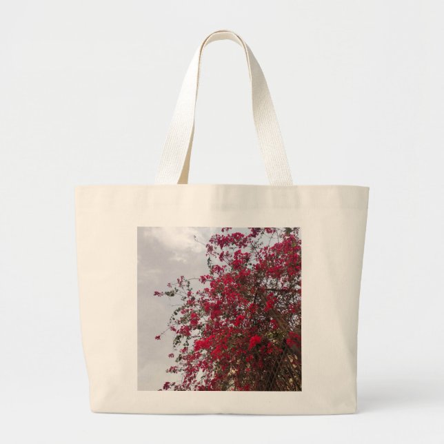 Dreamy Red Bougainvilla Floral Photograph Tote Bag (Front)
