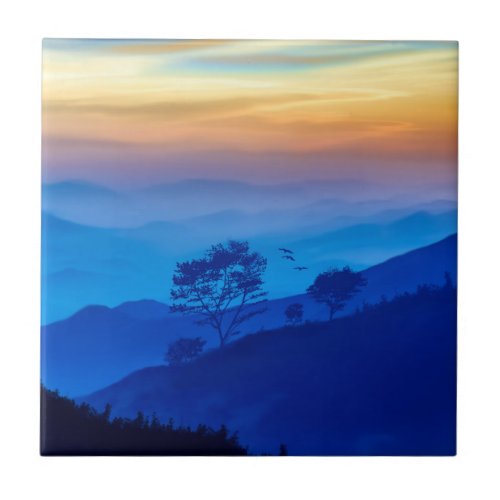 Dreamy Relaxing Landscape Painting Art Tile