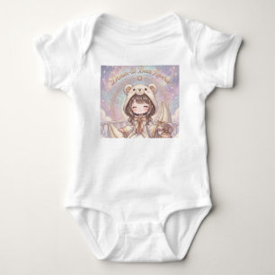 Dreamy Reverie: Kawaii Bear Hoodie Girl & Celestia Baby Bodysuit