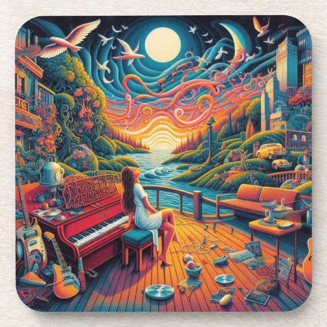 Dreamy Riverfront Harmony Beverage Coaster (Front)