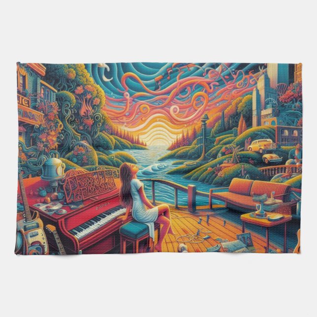 Dreamy Riverfront Harmony Kitchen Towel (Horizontal)