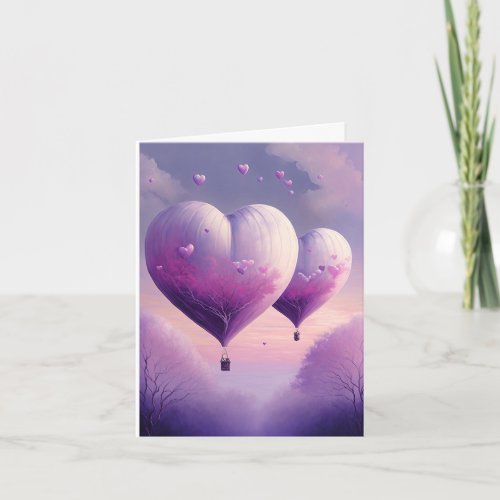 Dreamy Romantic Heart_Shaped Hot Air Balloon Card
