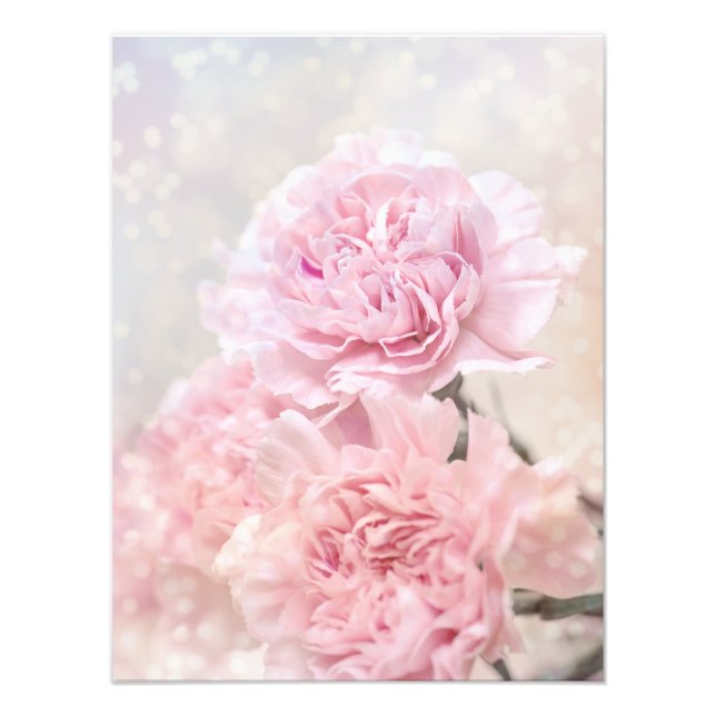 Dreamy Romantic Pink Carnations Customizable Photo Print (Front)