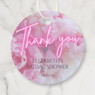 Dreamy Romantic Pink Peonies Floral Bridal Shower Favor Tags