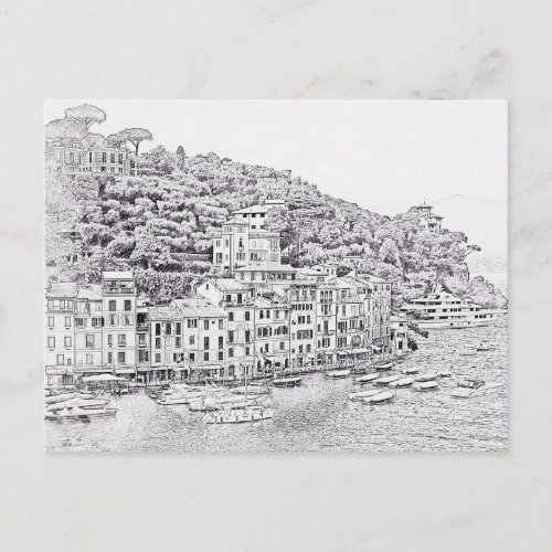 Dreamy Romantic Portofino Italy Postcard