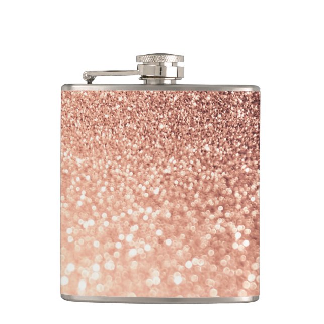 Dreamy Rose Gold Glitter - Peach Glittereffect Flask (Front)