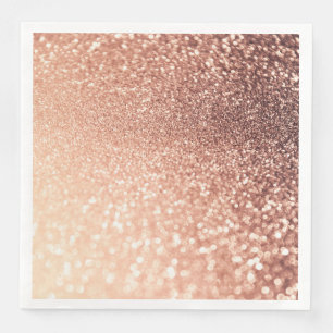 Dreamy Rose Gold Glitter - Peach Glittereffect Paper Dinner Napkins