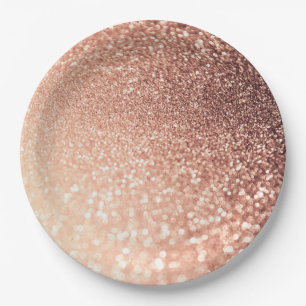 Dreamy Rose Gold Glitter - Peach Glittereffect Paper Plates