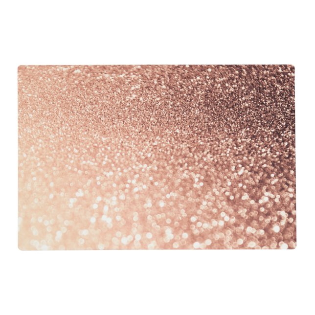 Dreamy Rose Gold Glitter - Peach Glittereffect Placemat (Front)