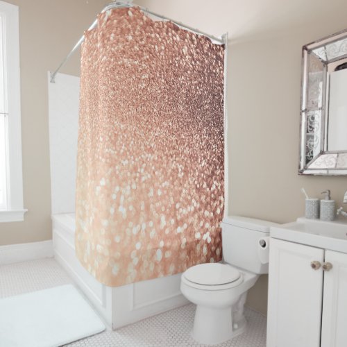 Dreamy Rose Gold Glitter _ Peach Glittereffect Shower Curtain